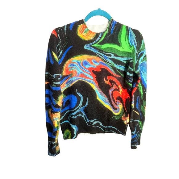 DESIGUAL Sweater Long Sleeve Marble Retro Sz S Whimsy Grunge Winter Crew - Picture 1 of 16